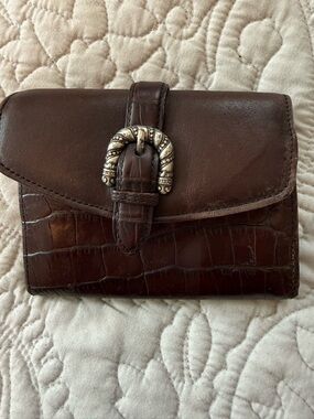 Brighton Brown Croc Embossed Leather Western Buckle Wallet